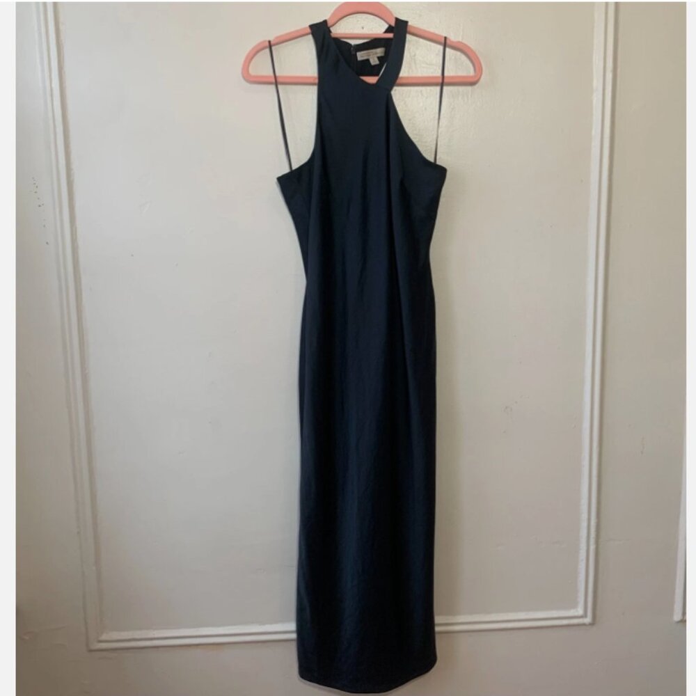 Banana Republic Black Slip Halter Dress Midi Length Sleeveless
